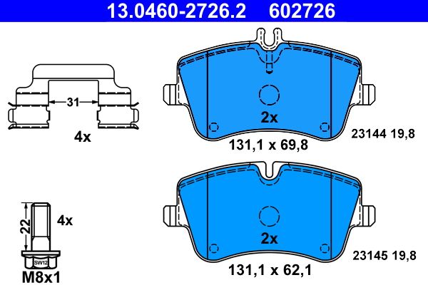 ATE 13.0460-2726.2 - Bremsbelagsatz, Scheibenbremse