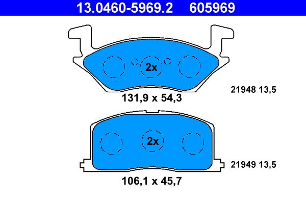 ATE 13.0460-5969.2 - Bremsbelagsatz, Scheibenbremse