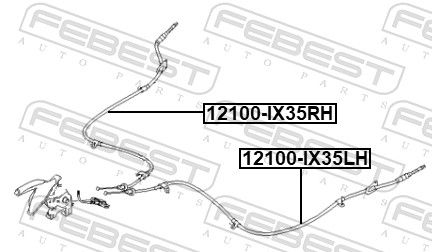 FEBEST 12100-IX35LH - Seilzug, Feststellbremse