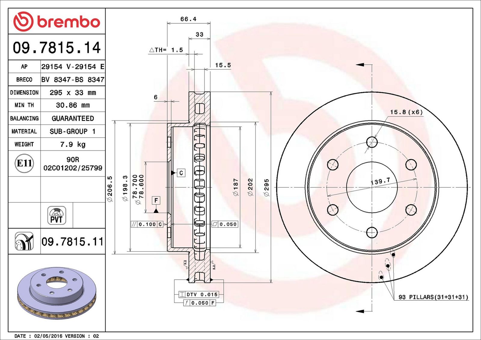 BREMBO 09.7815.14 - Bremsscheibe