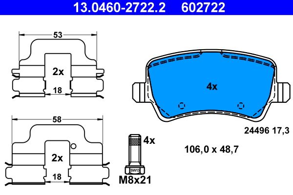 ATE 13.0460-2722.2 - Bremsbelagsatz, Scheibenbremse