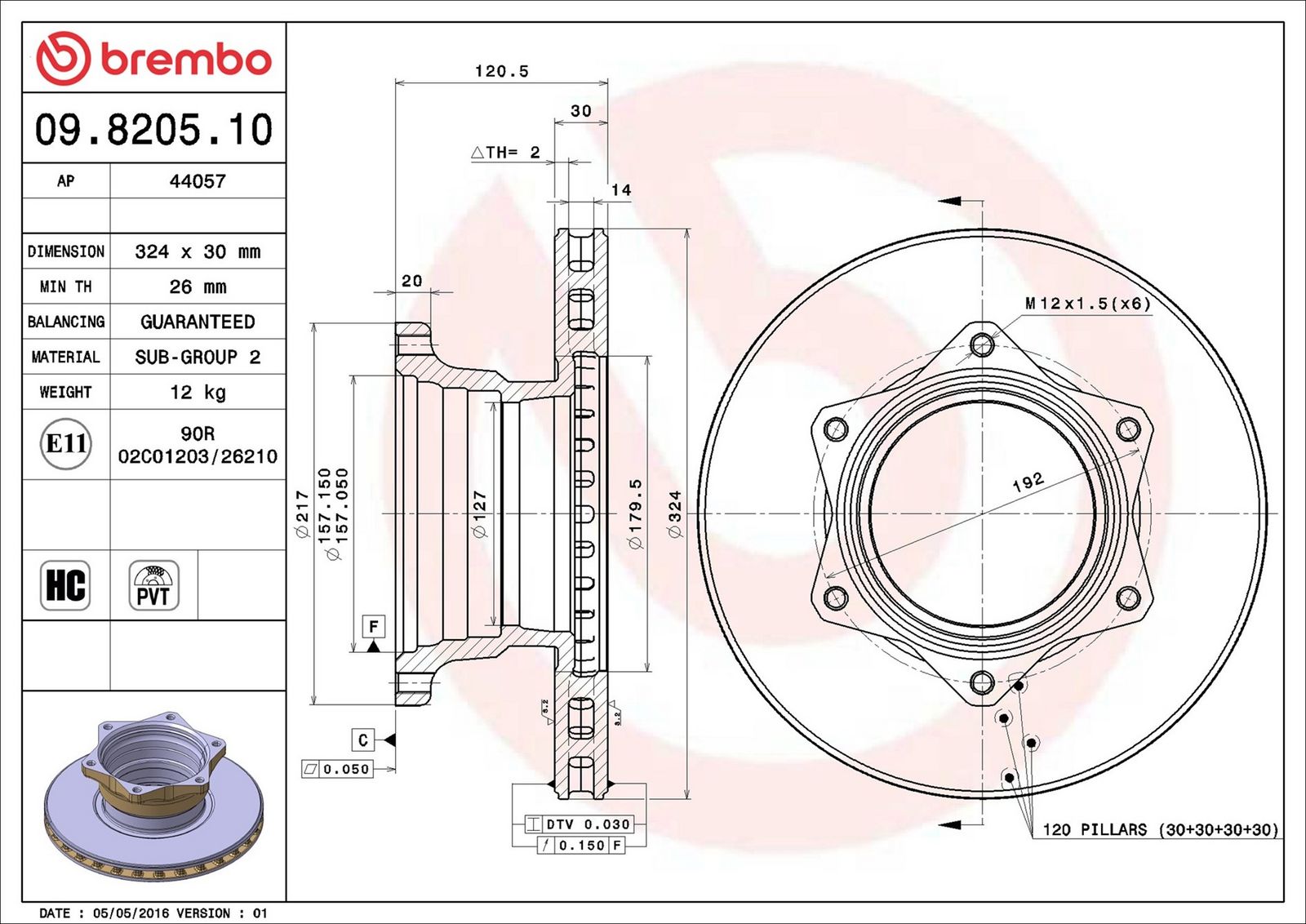BREMBO 09.8205.10 - Bremsscheibe
