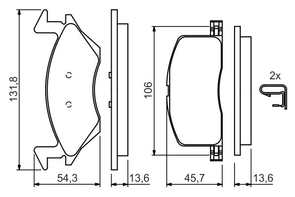 BOSCH 0 986 424 264 - Bremsbelagsatz, Scheibenbremse