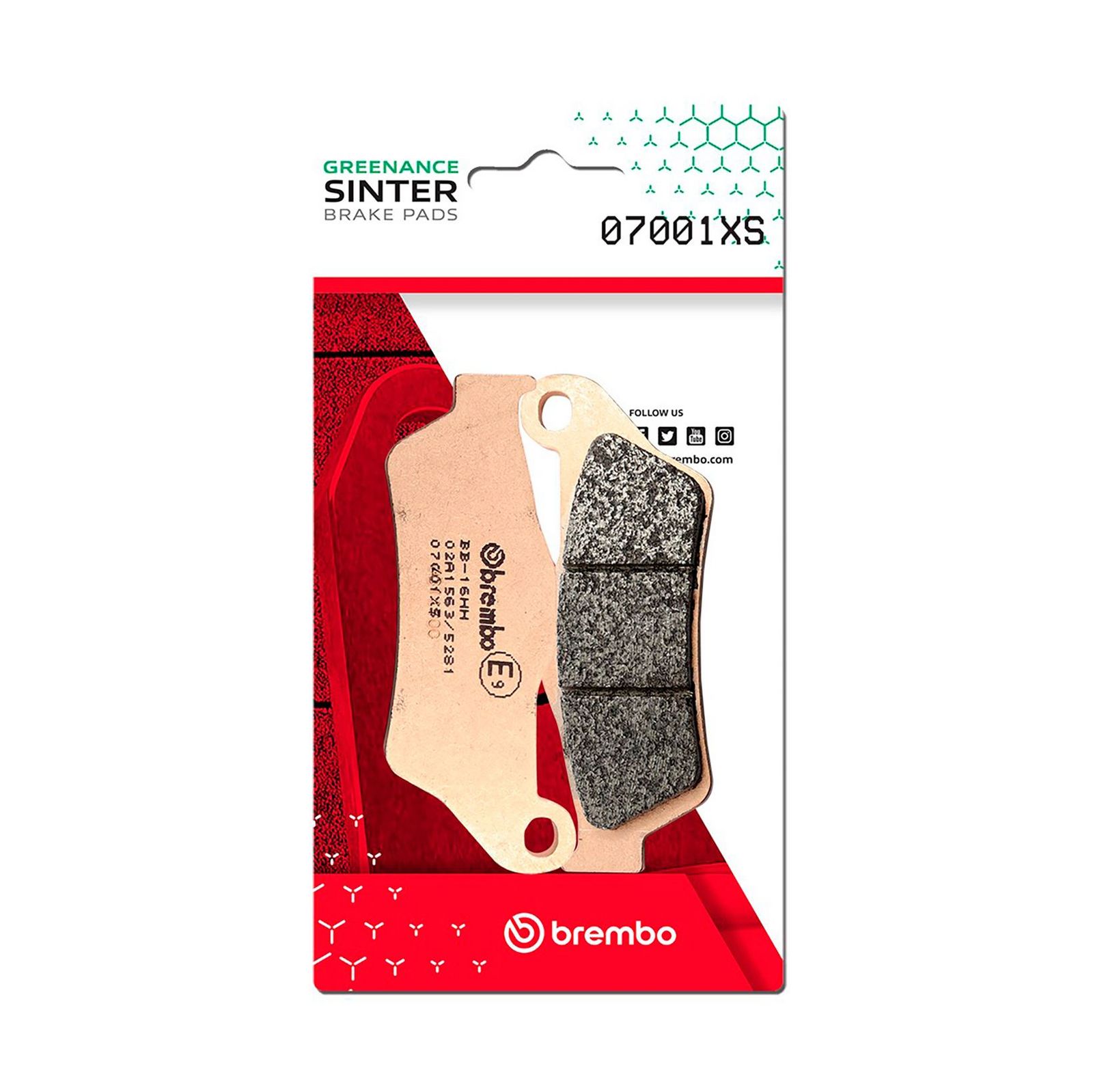 BREMBO 07001XS - Bremsbelagsatz, Scheibenbremse