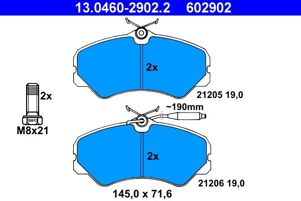 ATE 13.0460-2902.2 - Bremsbelagsatz, Scheibenbremse