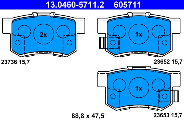 ATE 13.0460-5711.2 - Bremsbelagsatz, Scheibenbremse