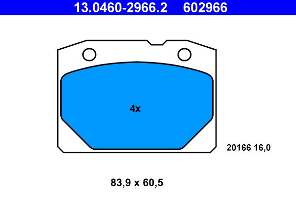 ATE 13.0460-2966.2 - Bremsbelagsatz, Scheibenbremse