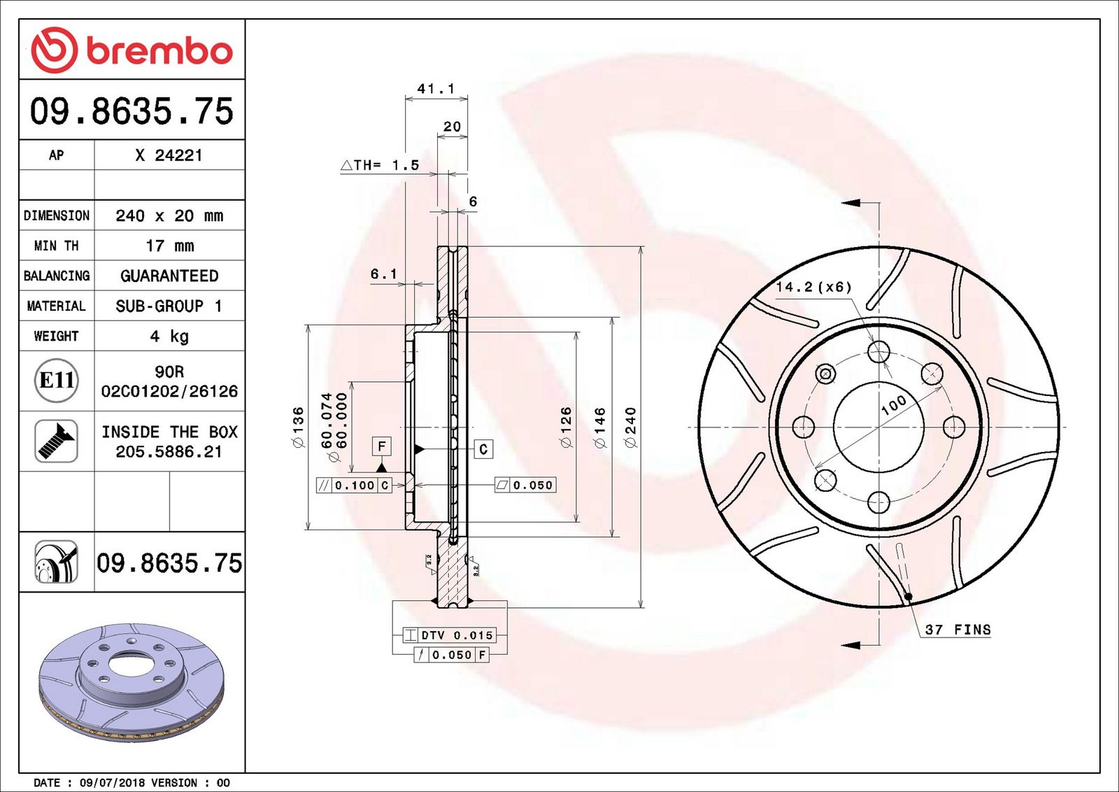 BREMBO 09.8635.75 - Bremsscheibe