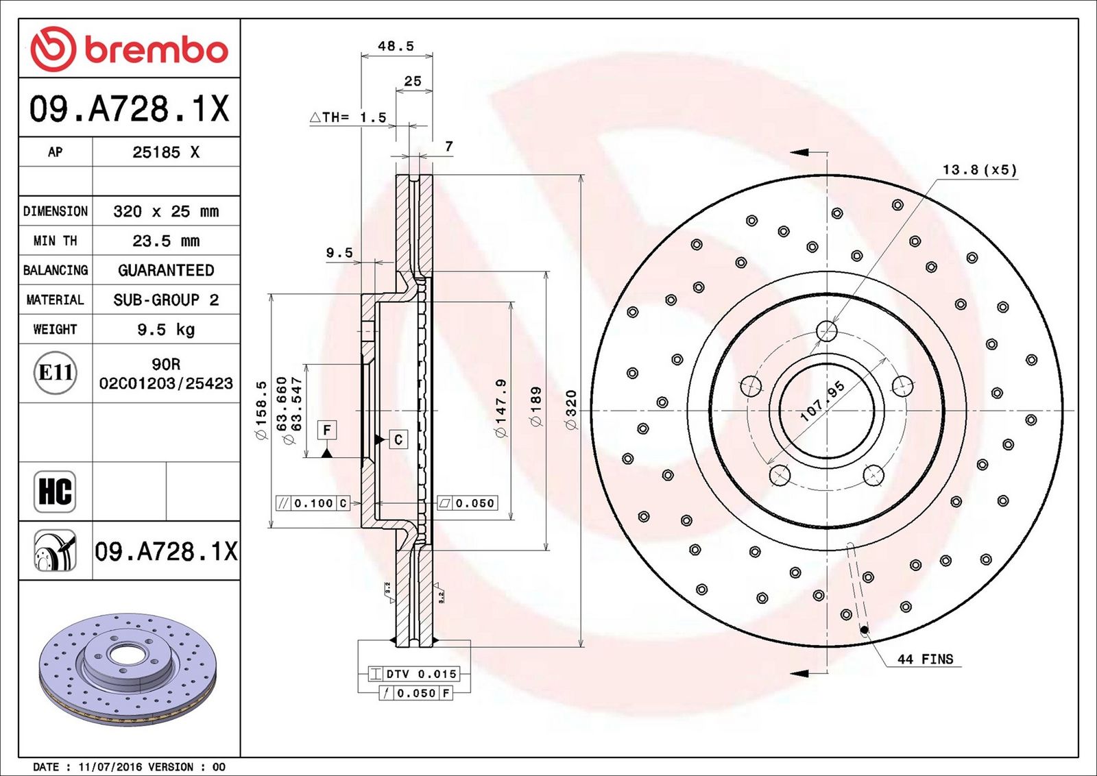 BREMBO 09.A728.1X - Bremsscheibe