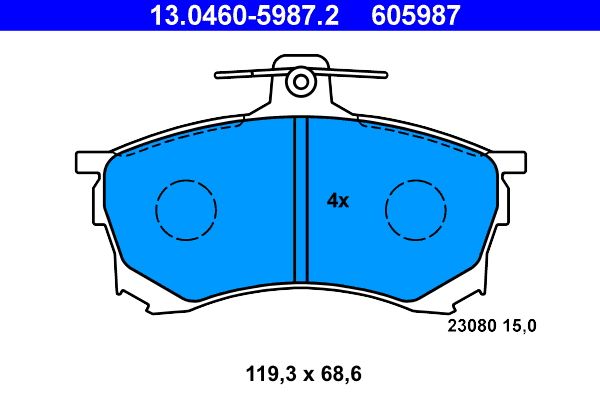 ATE 13.0460-5987.2 - Bremsbelagsatz, Scheibenbremse