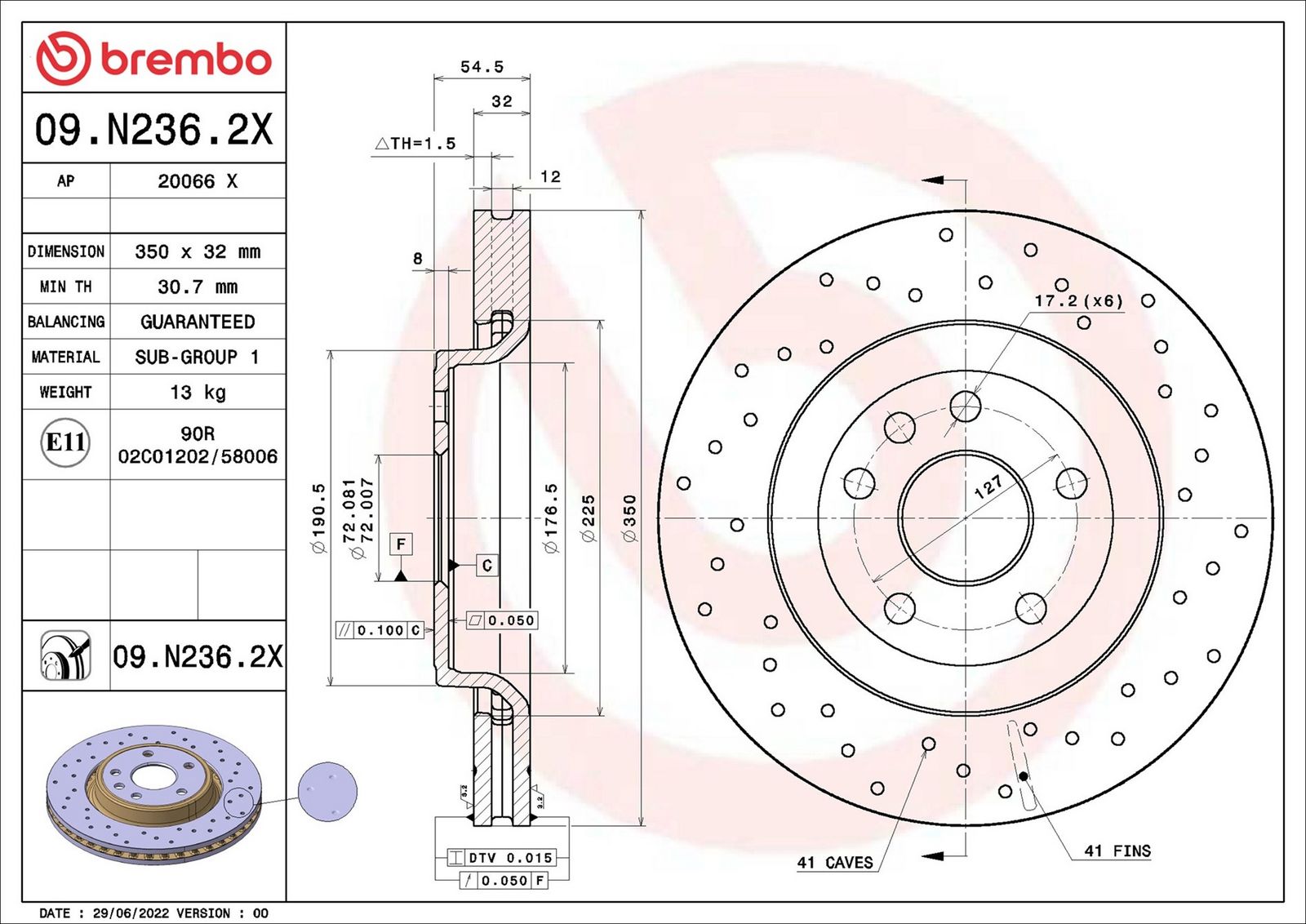 BREMBO 09.N236.2X - Bremsscheibe