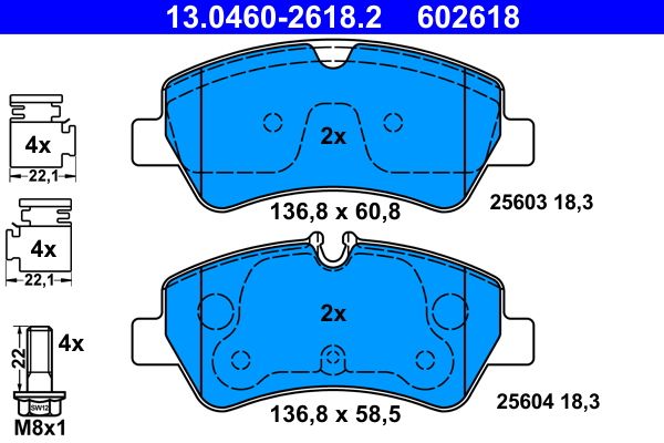 ATE 13.0460-2618.2 - Bremsbelagsatz, Scheibenbremse