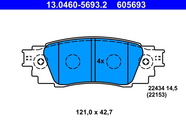 ATE 13.0460-5693.2 - Bremsbelagsatz, Scheibenbremse
