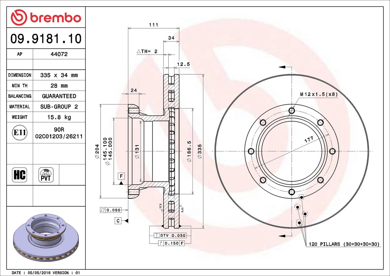 BREMBO 09.9181.10 - Bremsscheibe