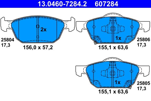 ATE 13.0460-7284.2 - Bremsbelagsatz, Scheibenbremse