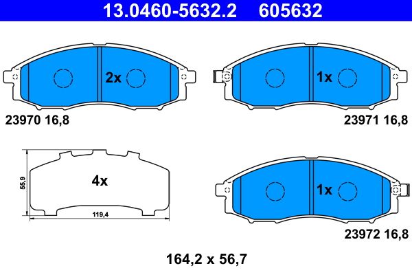 ATE 13.0460-5632.2 - Bremsbelagsatz, Scheibenbremse