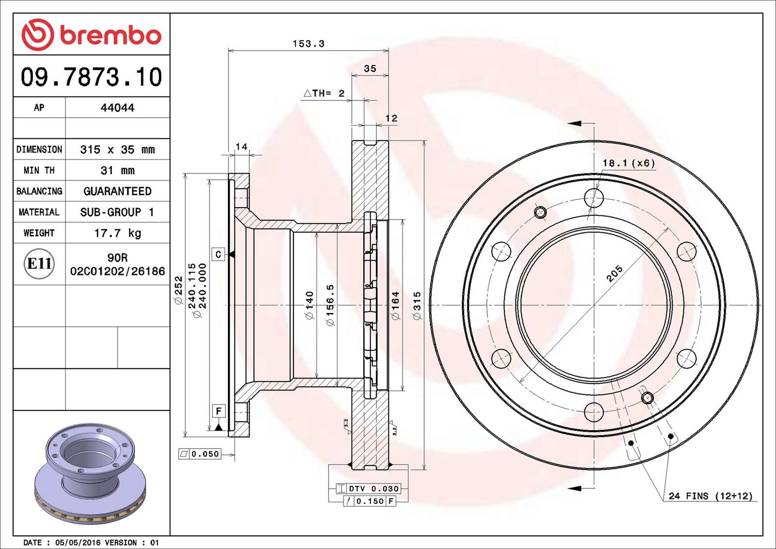 BREMBO 09.7873.10 - Bremsscheibe