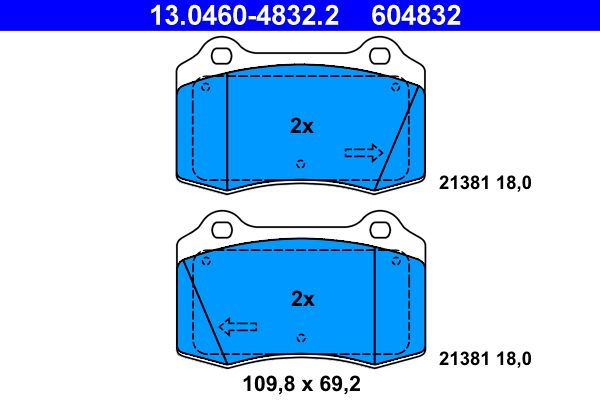 ATE 13.0460-4832.2 - Bremsbelagsatz, Scheibenbremse