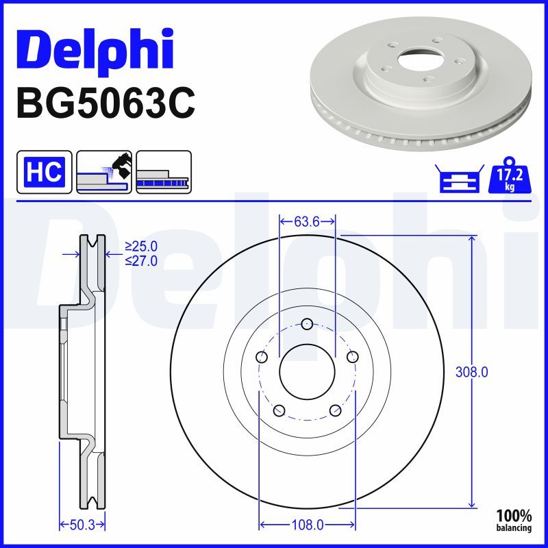 DELPHI BG5063C - Bremsscheibe