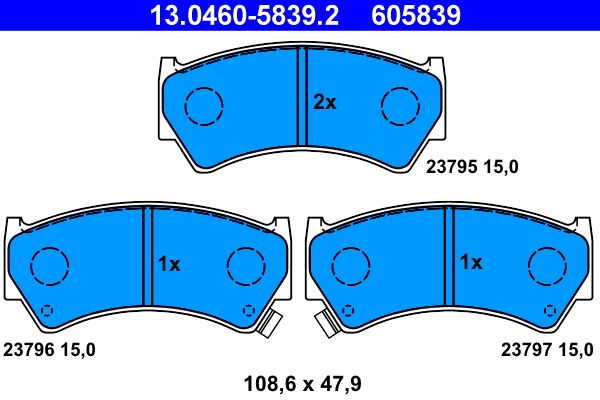 ATE 13.0460-5839.2 - Bremsbelagsatz, Scheibenbremse