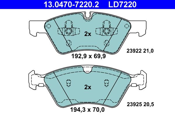 ATE 13.0470-7220.2 - Bremsbelagsatz, Scheibenbremse
