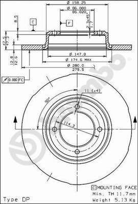 BREMBO 08.3965.20 - Bremsscheibe