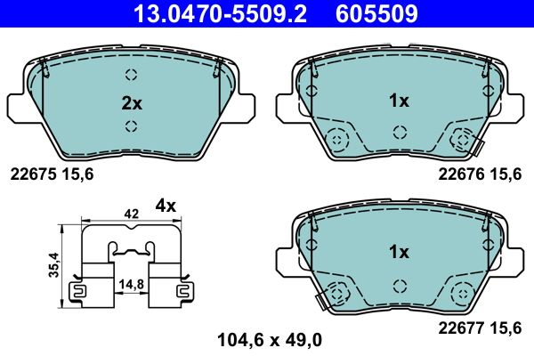 ATE 13.0470-5509.2 - Bremsbelagsatz, Scheibenbremse