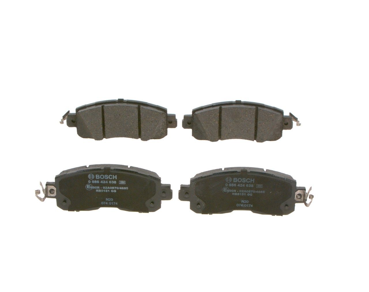 BOSCH 0 986 424 638 - Bremsbelagsatz, Scheibenbremse
