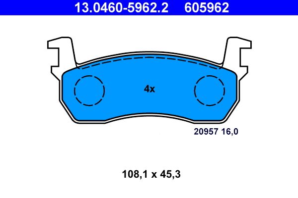 ATE 13.0460-5962.2 - Bremsbelagsatz, Scheibenbremse