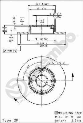 BREMBO 08.5876.10 - Bremsscheibe
