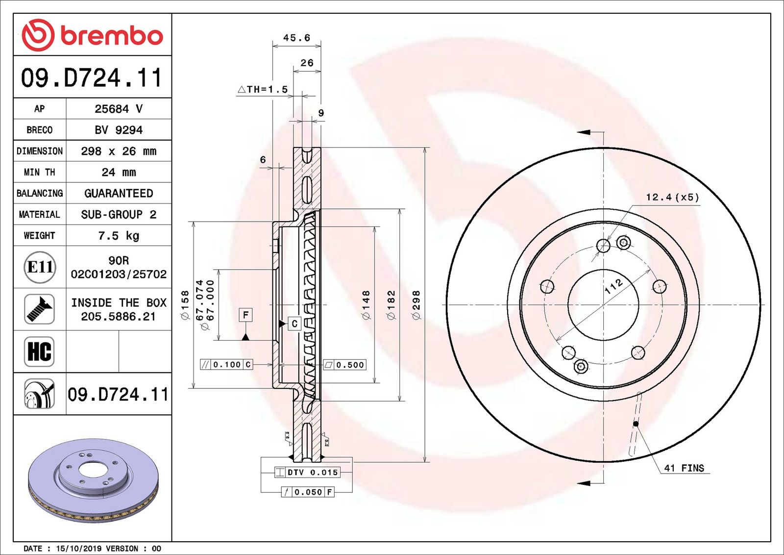 BREMBO 09.D724.11 - Bremsscheibe