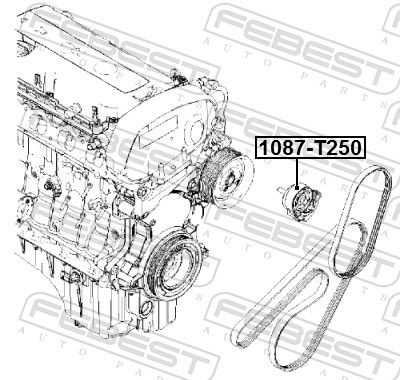 FEBEST 1087-T250 - Spannrolle, Keilrippenriemen