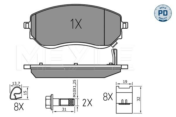 MEYLE 025 226 6021/PD - Bremsbelagsatz, Scheibenbremse