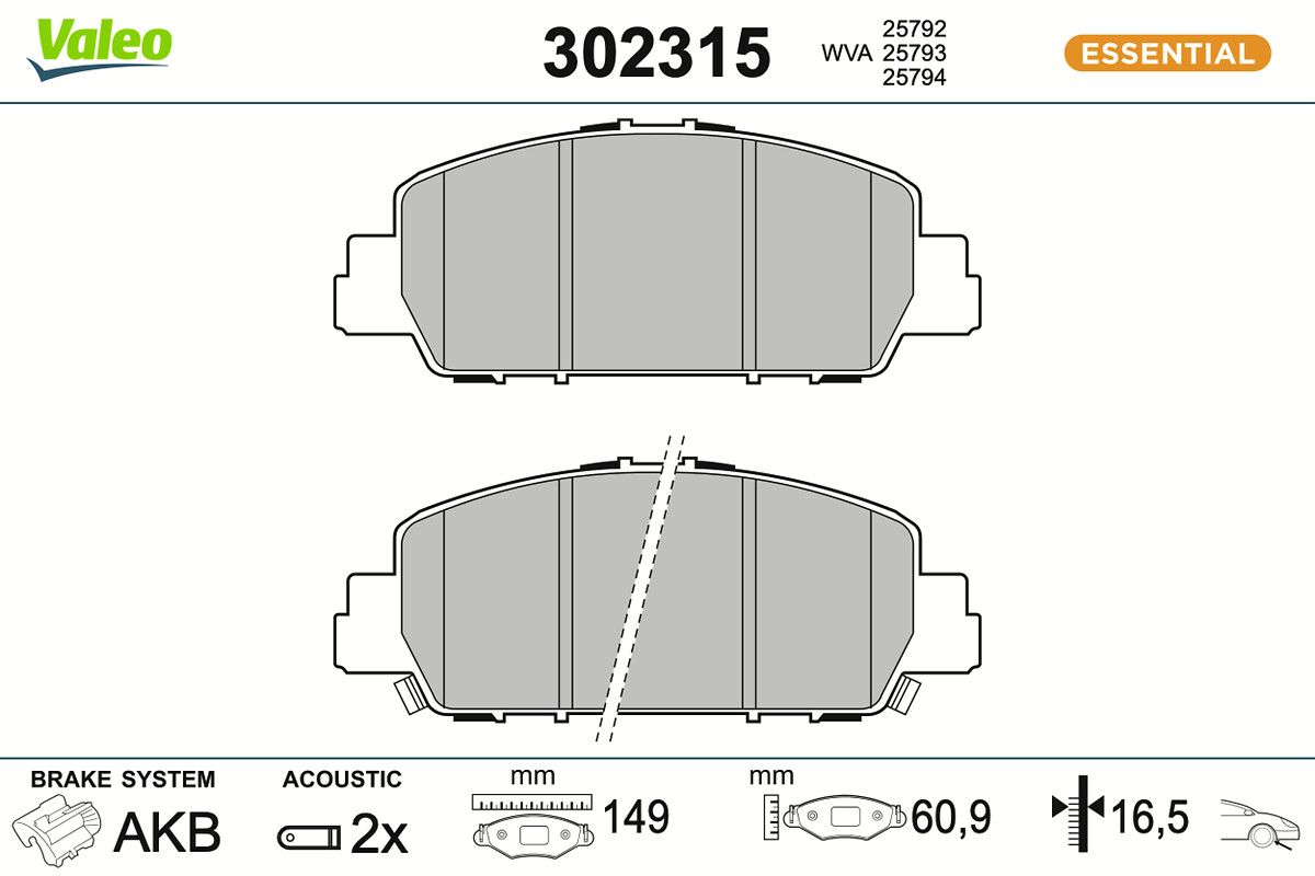 VALEO 302315 - Bremsbelagsatz, Scheibenbremse