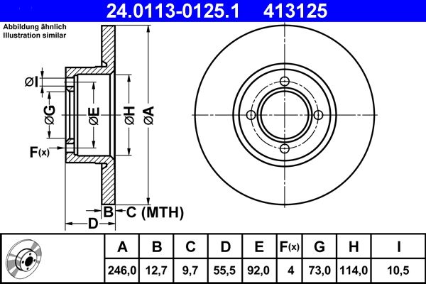 ATE 24.0113-0125.1 - Bremsscheibe