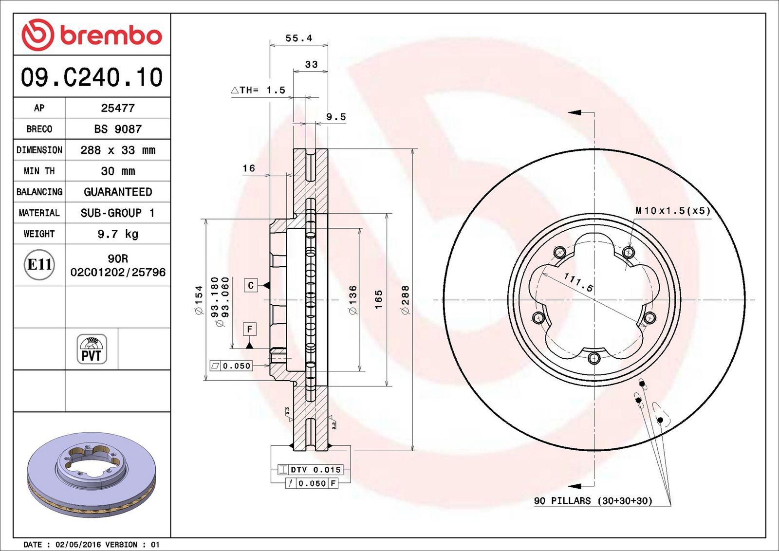 BREMBO 09.C240.10 - Bremsscheibe