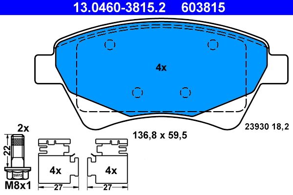 ATE 13.0460-3815.2 - Bremsbelagsatz, Scheibenbremse