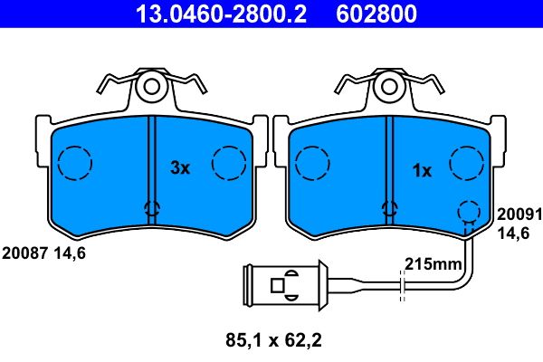 ATE 13.0460-2800.2 - Bremsbelagsatz, Scheibenbremse