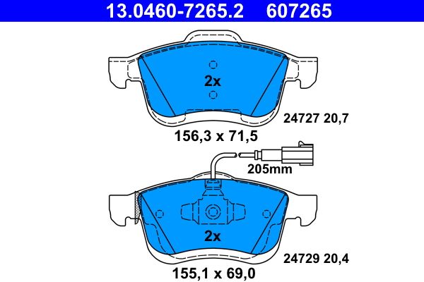 ATE 13.0460-7265.2 - Bremsbelagsatz, Scheibenbremse