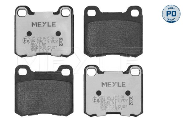 MEYLE 025 206 8715/PD - Bremsbelagsatz, Scheibenbremse
