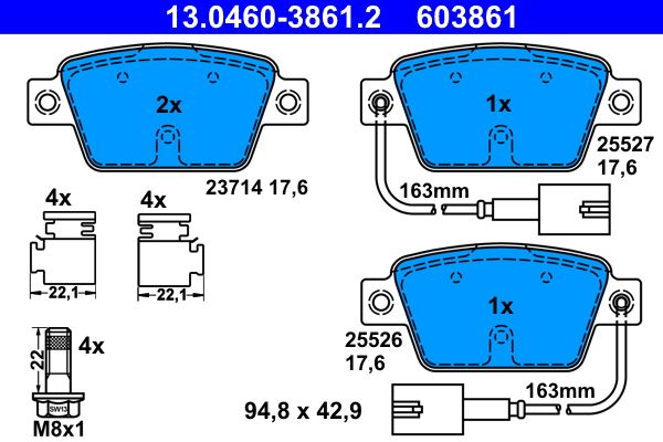 ATE 13.0460-3861.2 - Bremsbelagsatz, Scheibenbremse