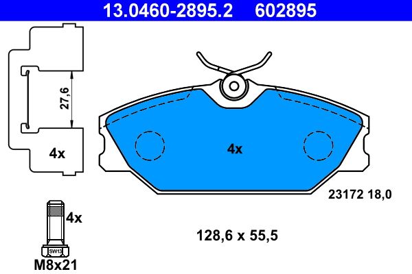 ATE 13.0460-2895.2 - Bremsbelagsatz, Scheibenbremse
