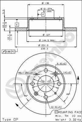 BREMBO 08.4423.20 - Bremsscheibe