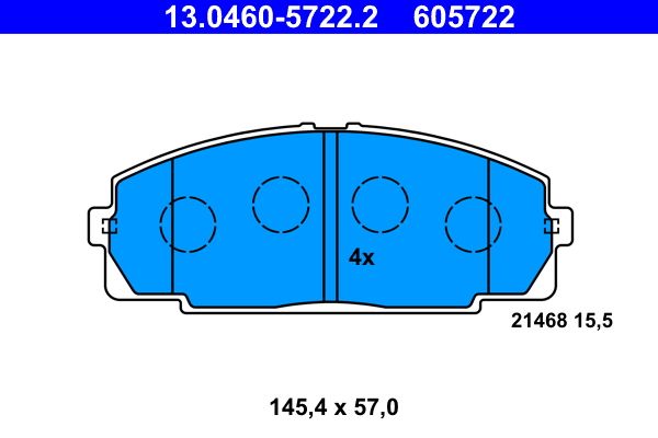 ATE 13.0460-5722.2 - Bremsbelagsatz, Scheibenbremse