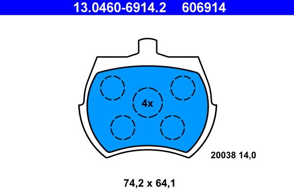 ATE 13.0460-6914.2 - Bremsbelagsatz, Scheibenbremse