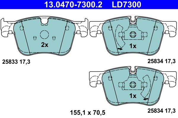 ATE 13.0470-7300.2 - Bremsbelagsatz, Scheibenbremse
