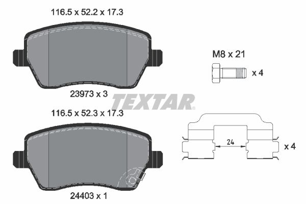 TEXTAR 2397302 - Bremsbelagsatz, Scheibenbremse