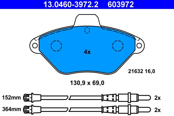 ATE 13.0460-3972.2 - Bremsbelagsatz, Scheibenbremse