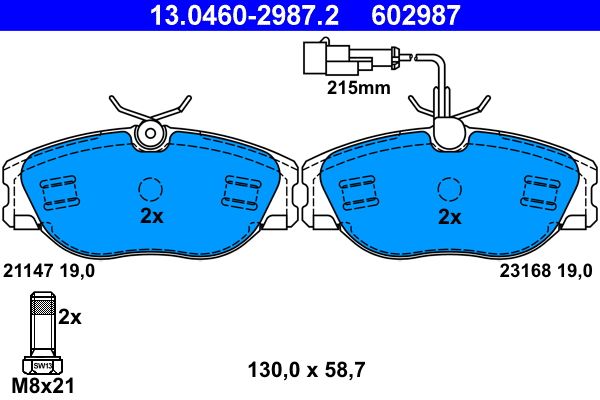 ATE 13.0460-2987.2 - Bremsbelagsatz, Scheibenbremse