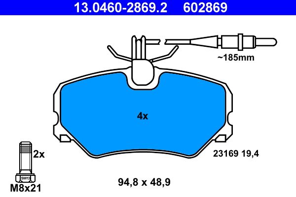 ATE 13.0460-2869.2 - Bremsbelagsatz, Scheibenbremse